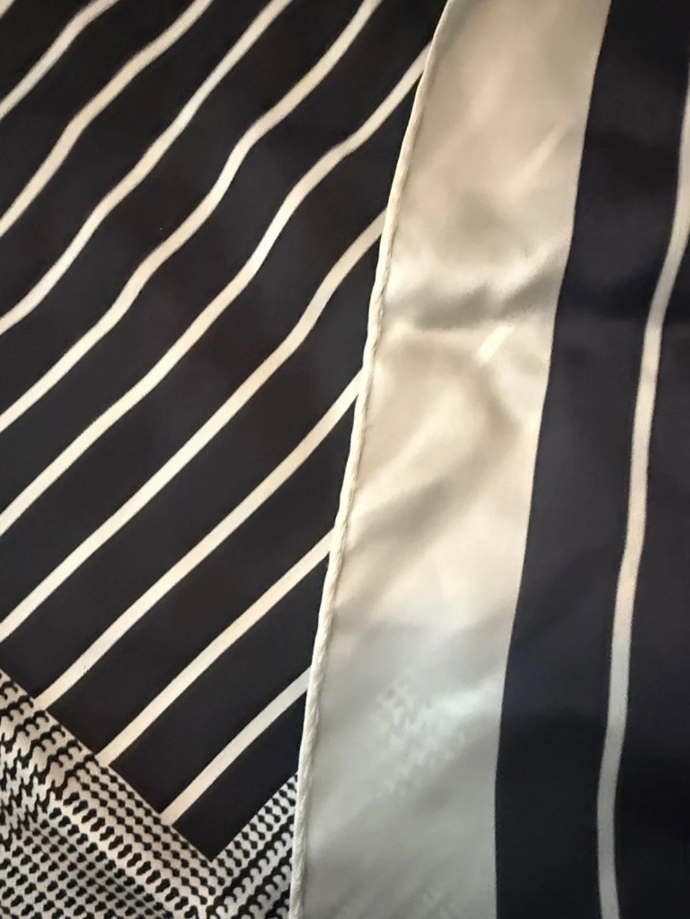 Dior Cream and Navy Silk Scarf with Branded Tag